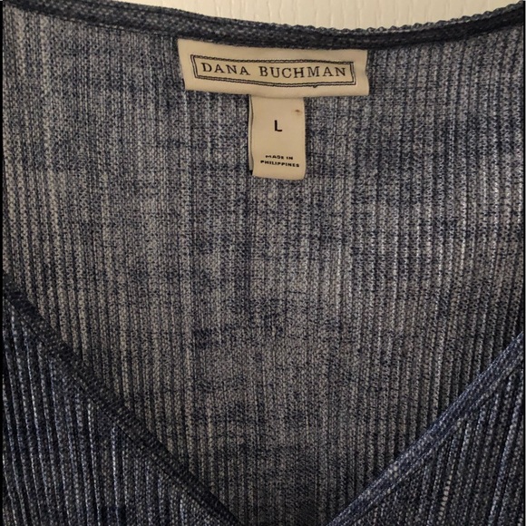 Blue V-neck Dana Buchman Blouse - Picture 2 of 3